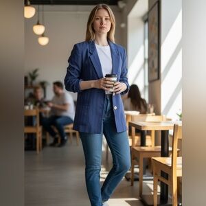 Porsha by Winner Vintage Blue Blazer Jacket Made in USA Women’s 9/10